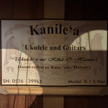 Load image into Gallery viewer, Kanileʻa K-1 S NAT Soprano Ukulele #0526-29963