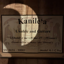 Load image into Gallery viewer, Kanile'a K-1 C Concert Pro Ukulele #0626-30007