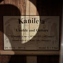 Load image into Gallery viewer, Kanile'a K-1 T Natural Tenor Ukulele #0726-30114