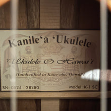 Load image into Gallery viewer, Kanile'a K-1 SC Super Concert Ukulele #28280
