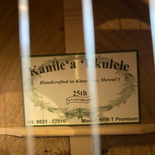 Load image into Gallery viewer, Kanileʻa KPA T Premium Tenor Ukulele #27510