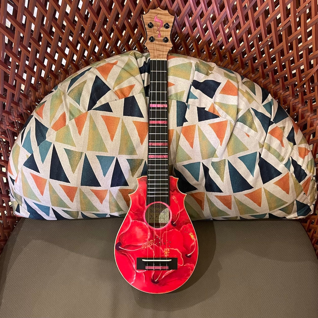 Pop's Customs Pineapple Sunday Tenor Scale w/ Hibiscus Art Pop's Customs Pineapple Sunday Tenor Scale w/ Hibiscus Art
