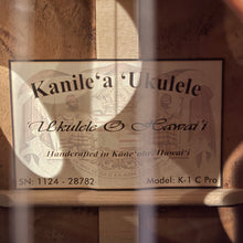 Load image into Gallery viewer, Kanile&#39;a K-1 C Concert Pro Ukulele #1124-28782
