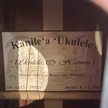 Load image into Gallery viewer, Kanile&#39;a K-1 C Nat Concert Ukulele #0625-29207

