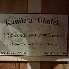 Load image into Gallery viewer, Kanile&#39;a K-1 T Pro Tenor Ukulele #0725-29234
