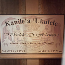 Load image into Gallery viewer, Kanile&#39;a K-1 C Core Concert Ukulele #0725-29249
