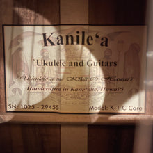 Load image into Gallery viewer, Kanile&#39;a K-1 C Core Concert Ukulele #1025-29455
